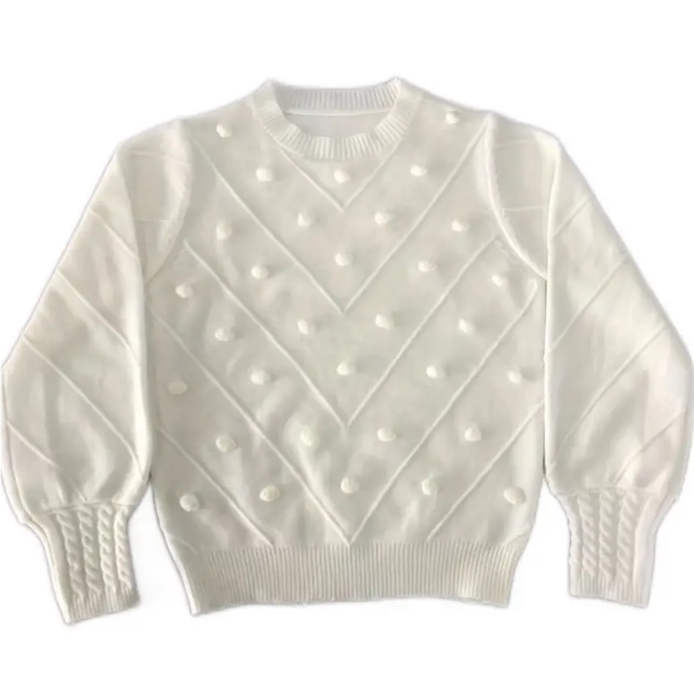 Swiss Dot Knit Pullover Sweater